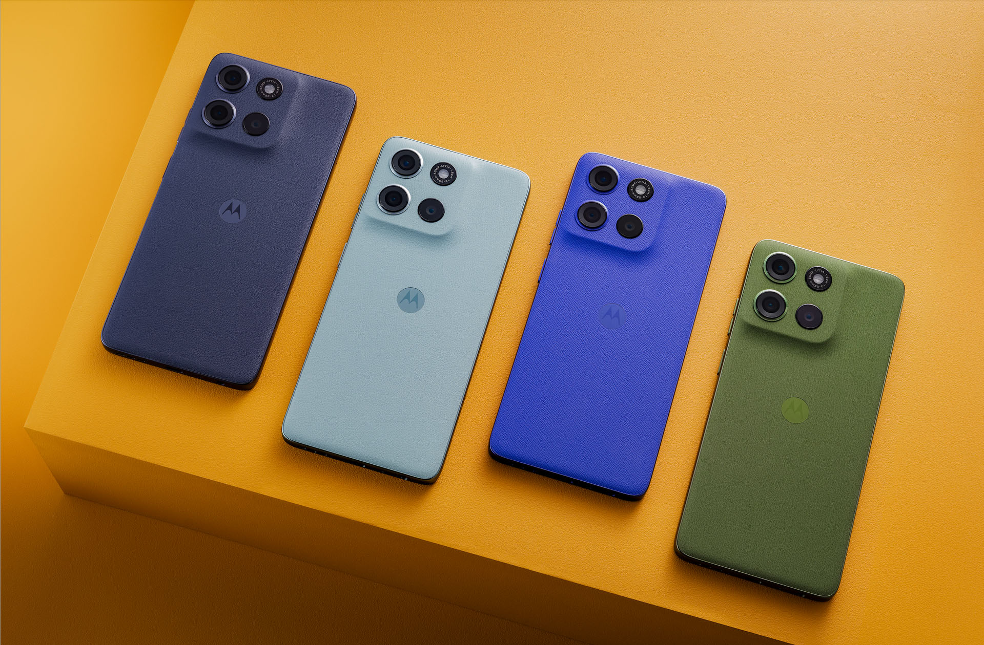 De nieuwe telefoons van Motorola op een rij.
