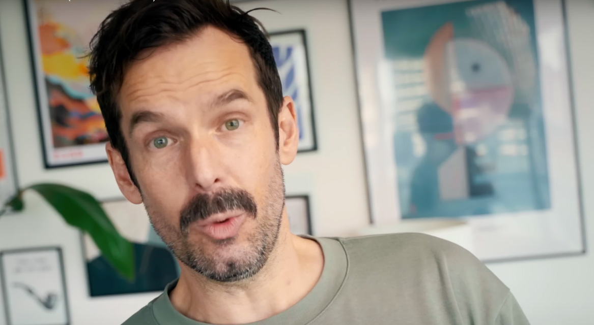 Simon Feilder with a moustache
