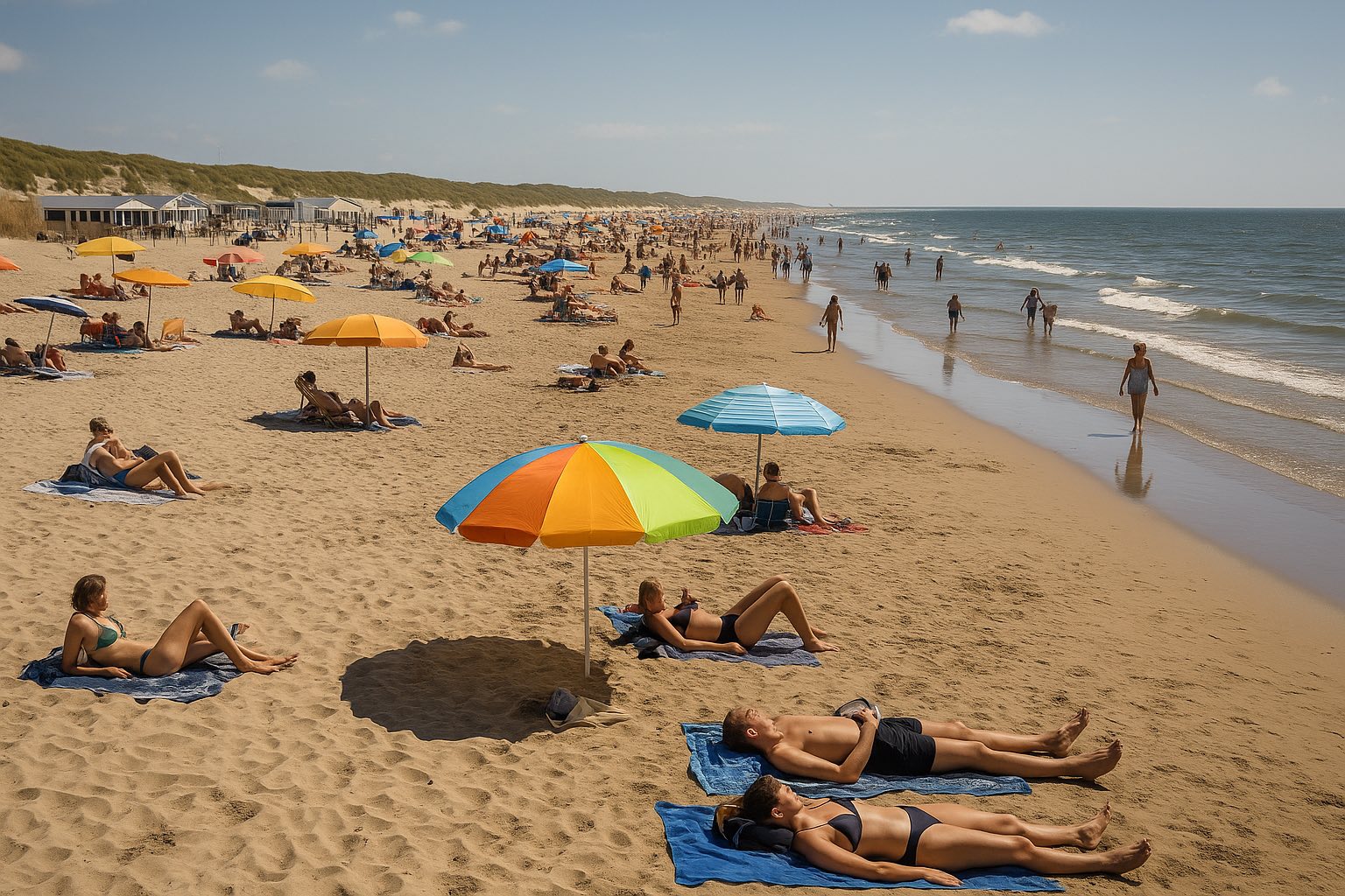 Mensen liggend op een strand