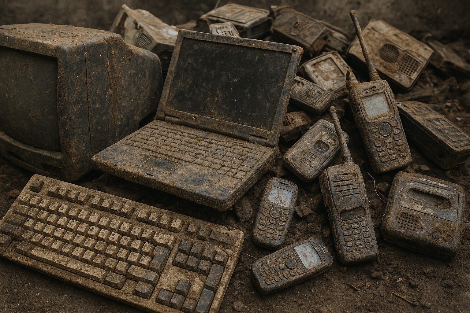 Een berg met oude gadgets