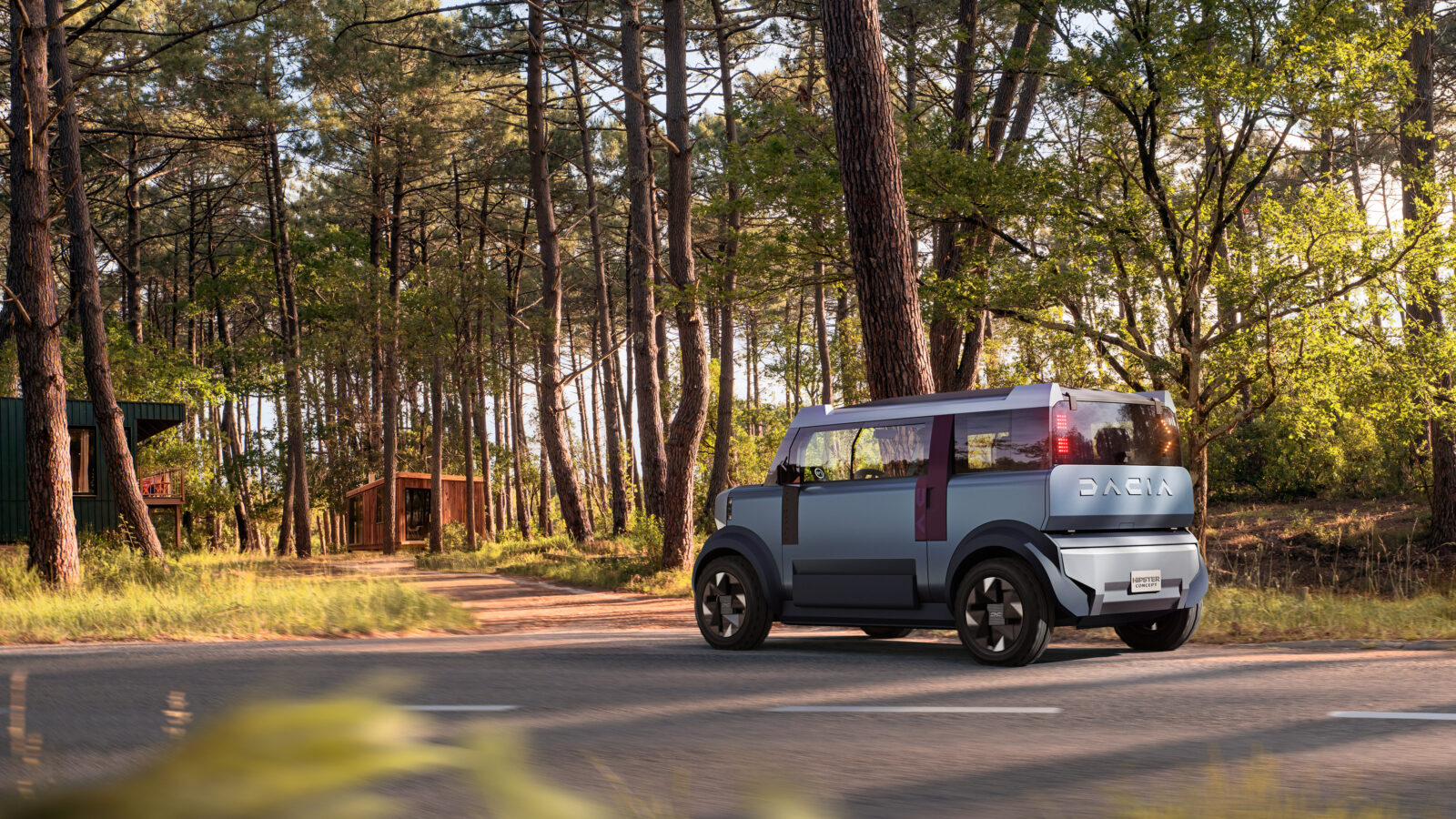Dacia Hipster in een bos.