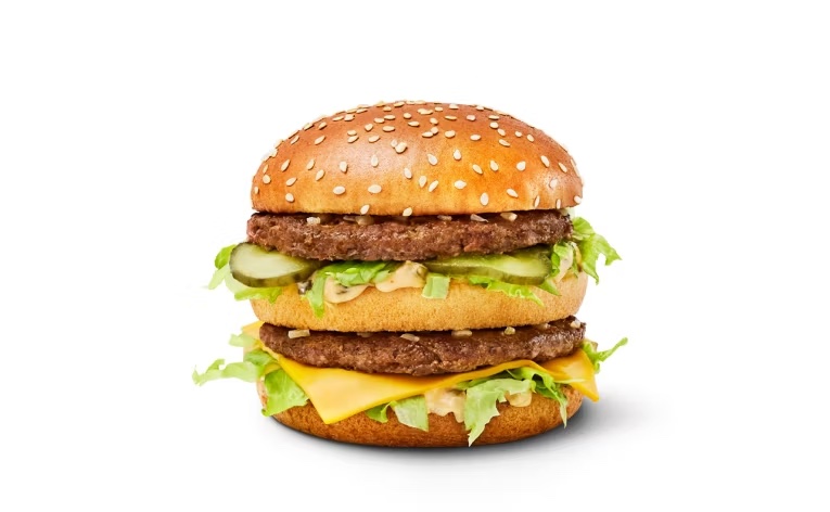 Productfoto van een Big Mac, de hamburger van McDonalds