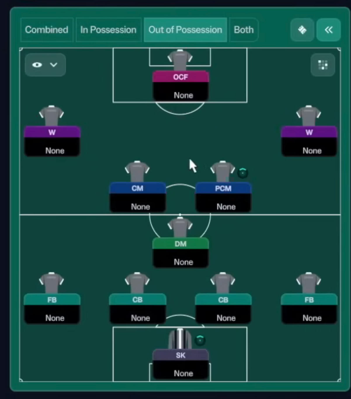 Screen van opstellingen in Football Manager 2026.