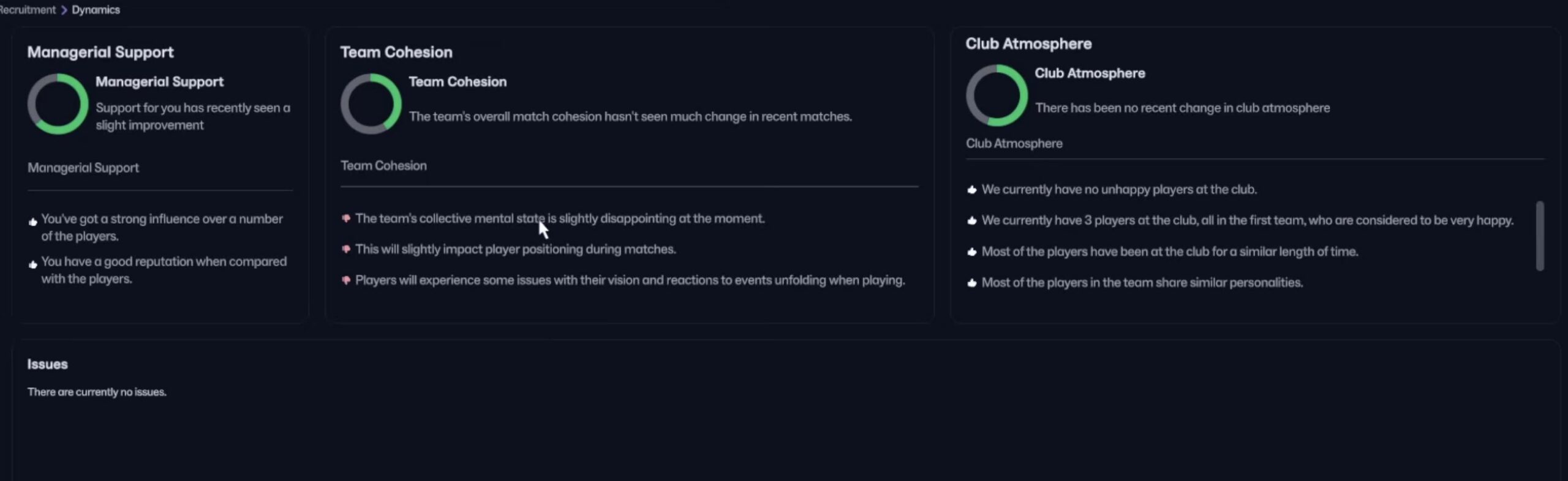 De dynamics pagina in Football Manager 2026.