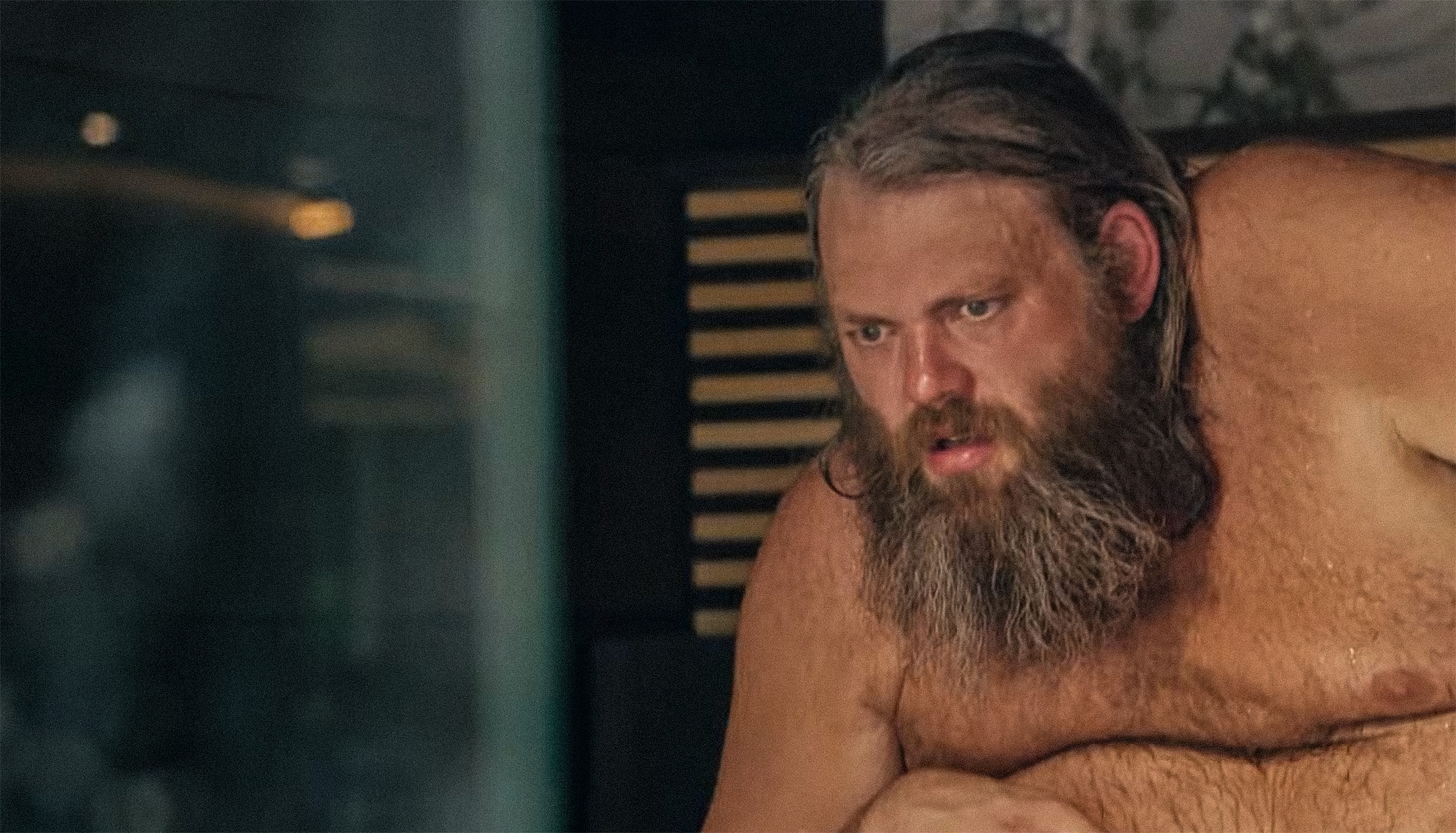 Jaap Amesz, terror Jaap, in een Sauna.