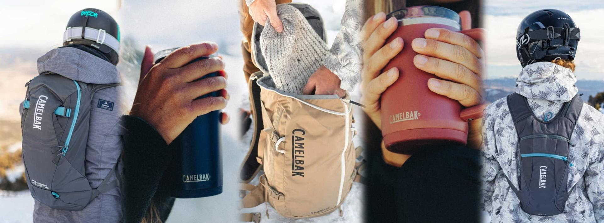 Een samengestelde foto van de nieuwe producten van Camelbag.