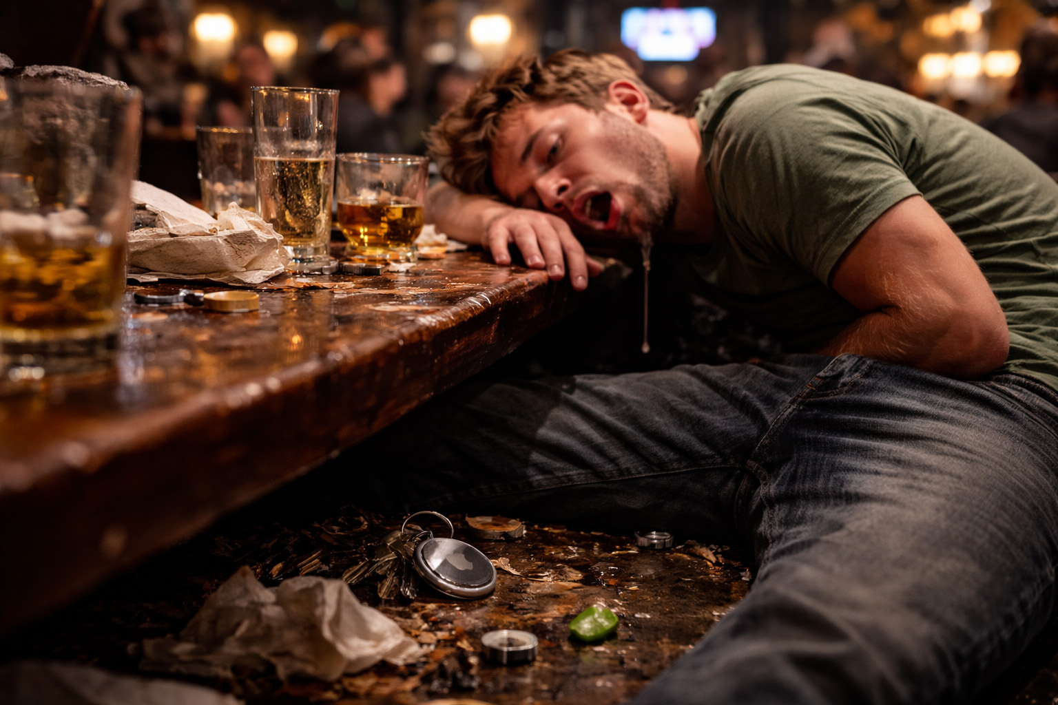 Een airtag in de kroeg. Een jongen is superlam