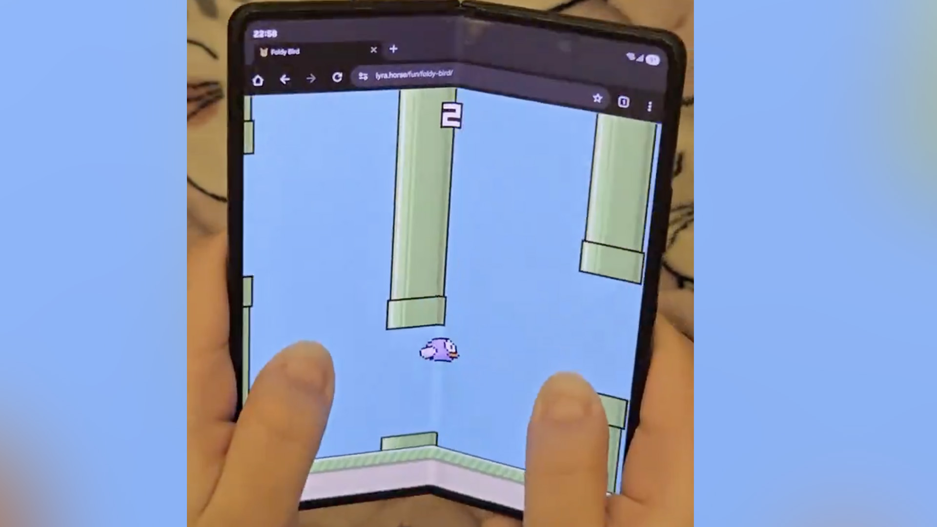 Flappy Bird op een foldable