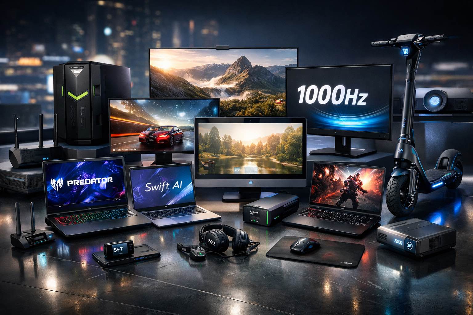 Allerlei Acer producten in een AI plaat gezet