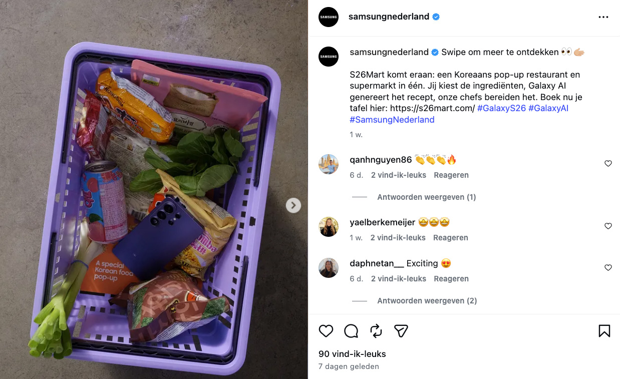 Samsung pop up winkel