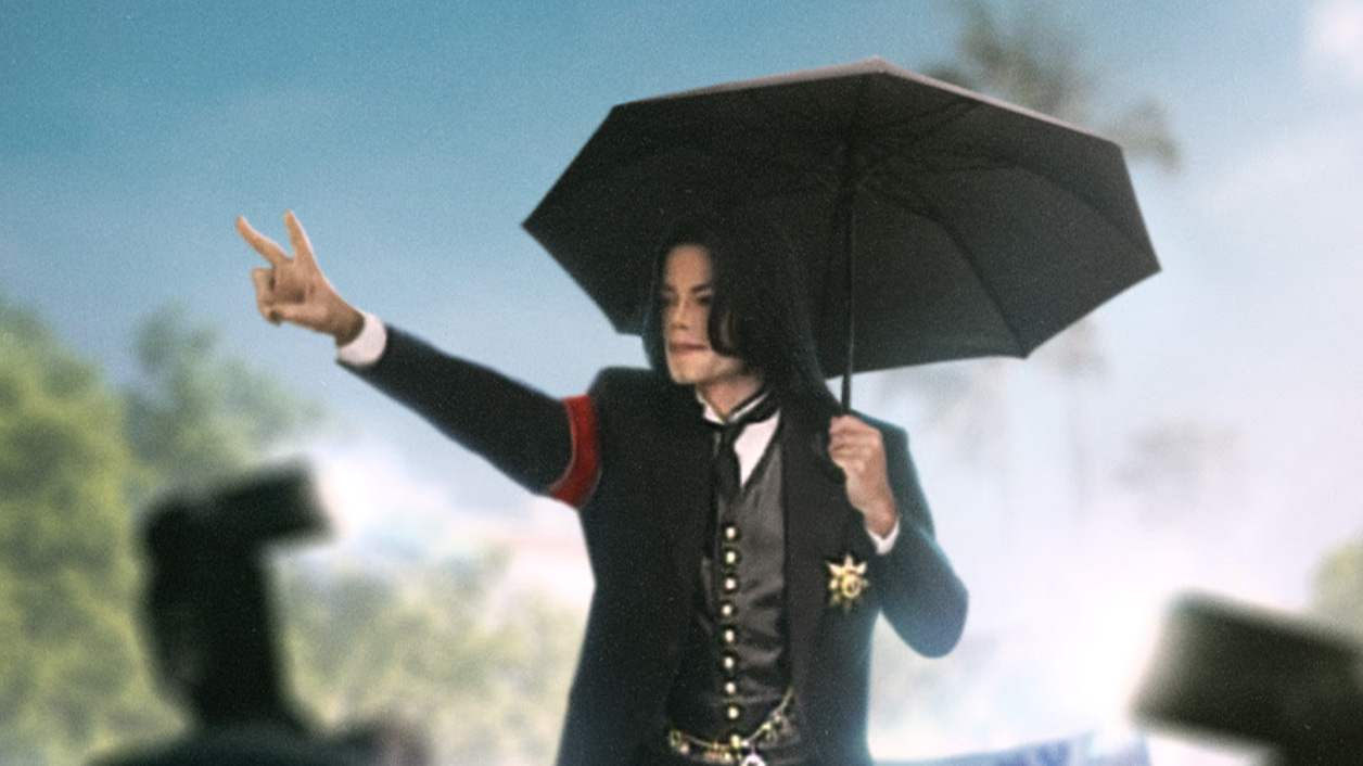 Michael Jackson me twee vingers in de lucht